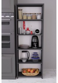 Resim 5 Raflı Mutfak Rafı 150 Cm Kiler Rafı, Kahve Köşesi Organizer Ve Çok Amaçlı Raf,mutfak Dolabı Antrasit 