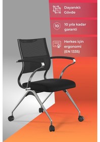 Resim Ergolife Sit Air Toplantı Sandalyesi Tekerlekli, Krom Ayaklı, Fileli, Siyah, Çalışma Koltuğu -572.5f.1.662 Çok Renkli 