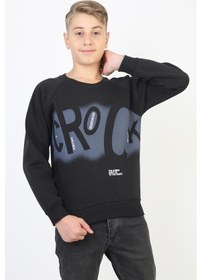 Resim Baskılı Erkek Çocuk Sweatshirt-90879 Siyah 