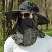 Resim Erkek Yaz Açık Balıkçılık Şapkası ile Yüz Kapağı - Büyük Kenar, Kamuflaj Desen, Polyester, Balıkçılık ve Açık Hava Aktiviteleri için İdeal, Açık Hava Balıkçılık Ekipmanı | Kamuflaj Şapka | Ayarlanabilir Başlık, Balıkçılık Şapkası 