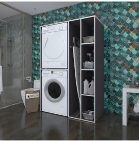 Resim Kenzlife Çamaşır-Kurutma Makinesi Dolabı Alyusha Gri 180*120*60 Banyo Kapaksız Arkalıksız Çok Renkli 