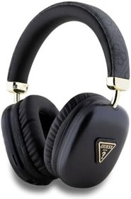 Resim Guess Lisanslı Tasarım PU Deri Desenli Üçgen Logolu Kablosuz Bluetooth Kulak Üstü Kulaklık – Ergonomik Konfor, Yumuşak Pedler, Güçlü Ses, Compatible with iOS & Android Cihazlar (Black) 
