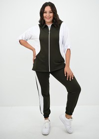 Resim Kadın Büyük Beden Gömlek Yaka Fermuarlı Eşofman Takımı 8141-25 - XL / Beneton Yeşili 