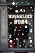 Resim STİCKERCI BEY Hoşgeldin 2024 Yılbaşı Happy New Year Sticker Çıkartma Süsü Yeni Yıl Parti Cam Noel Ağacı Kar Tanesi 