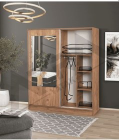 Resim Azra Yatak Yağmur Sürgülü Askılıklı Raflı Atlantik Çam Gardırop - 180 Cm 