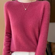 Resim 100% Yün Sonbahar ve Kış Kadınlar için Yuvarlak Yaka Sıcak Uzun Kollu Şık Balıkçı Kazak 