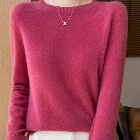 Resim 100% Yün Sonbahar ve Kış Kadınlar için Yuvarlak Yaka Sıcak Uzun Kollu Şık Balıkçı Kazak 