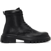 Resim Men's Black Lace-Up Zipper Leather Casual Boot Derimod