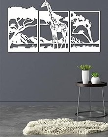 Resim UNT Safari Afrika Temalı 3 lü Ahşap Tablo BEYAZ 48 x 99 UNTNM161 