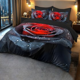 Resim 2/3 adet Sevgililer Günü Çiçek Desenli Nevresim Kılıfı Seti, Nefes Alabilen, Tüm Mevsimler İçin Uygun Yatak Seti, Makine Yıkanabilir (1 Nevresim Kılıfı + 1/2 Yastık Kılıfı, Çekirdeksiz), Erkekler ve Kadınlar İçin Tatil Hediyesi 