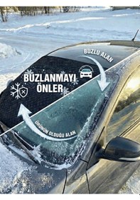 Resim Beylini Oto Cam Buzlanma Önleyici Branda Araç Cam Buz Koruyucu Kışlık Koruyucu Kar Buz Önleyici Ön Cam Tente 130 X 150 Cm 