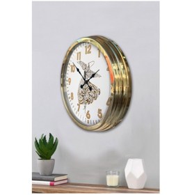 Resim Altın Gold Rengi Metal Çerçeveli Salon Ofis Duvar Saati 40 Cm (531945345) 