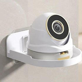Resim Duvara monte edilen kamera tutucu tepsisi - Matkap gerektirmeyen, dayanıklı plastik organizatör ev güvenlik kameraları, router ve projektörler için - Ayarlanabilir açılı alan tasarrufu sağlayan duvara monte edilen raf, oturma odası ve ofis için ideal, duvara monte edilen kamera tutucu, güvenlik kamerası aksesuarı, minimalist tasarım, şık bitiş 
