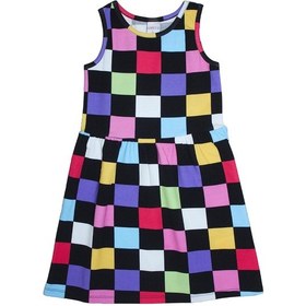Resim Lovetti Kız Çocuk Op Art Checkers Desen Kolsuz Elbise 5757-128 Çok Renkli 