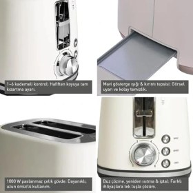 Resim Karokstore Gem Concept 2 Dilim Ekmek Kızartma Makinesi – 1000 W, Paslanmaz Çelik Gövde | Vanilya Krem 