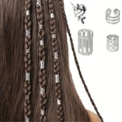Resim 40 Adet/Set Kadın Kızlar için Farklı Desenlerle Şık Oyma Saç Halkaları DIY Saç Aksesuarları Loc Saç Takıları Örgüler için 
