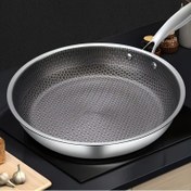 Resim Premium Paslanmaz Çelik Yapışmaz Tava - Eşit Isı Dağılımlı Tasarım, Gaz ve İndüksiyon Ocaklar İçin Uygun, Bulaşık Makinesine Dayanıklı - Biftek, Yumurta, Balık Pişirmek İçin Mükemmel - Ergonomik Saplı Modern Mutfak Ekipmanı, Dayanıklı Malzeme 