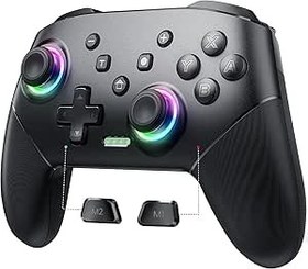 Resim VOYEE Anahtar Denetleyicisi Kablosuz, Lite/OLED/Android/iOS/PC ile Uyumlu Pro Kontrolörleri, 9 Renkli RGB LED'li Tek Tuşla Eşleştirme Gamepad 1000mAh Pil 6 Eksenli Hareket Uyandırma İşlevi 