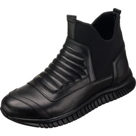 Resim Costo Shoes AG1923 Siyah Dana Derisi Boğaz Kısım Streçli Giyimi Kolay Rahat Geniş Kalıp Kauçuk Taban 
