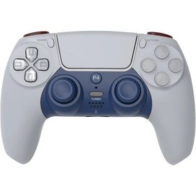 Resim Değişken Led Işıklı Gri Kablosuz Bt Denetleyici Turbo Çift Titreşimli Pc Joystick, Ps4 Denetleyicisi Ps3 Pc İçin Dokunmatik Yüzeyli 