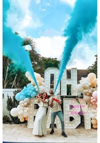 Resim Cinsiyet Tüpü Gender Reveal Partisi Tüpü Mavi Renk Bebek Cinsiyet Belirleme Partisi Mavi Yangın Tüpü 