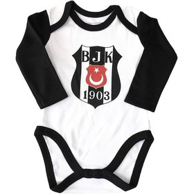 Resim Beşiktaş Forma Bebek Body Beyaz - Siyah 