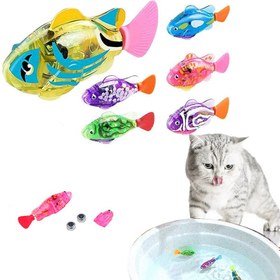 Resim Cat Interactive Electric Fish Water Toy For Indoor Play Swimming Robot Fish Toys For Cat Dog Pet Baby Swimmer Bath Robofish Toys - Spot powder / 2PCS 
