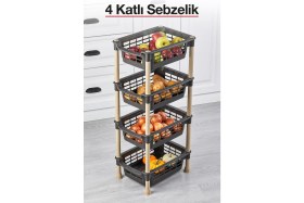 Resim Feyza Design 4 Katlı Plastik Sebzelik, Patates ve Soğanlık, Meyve ve Sebze Rafı 