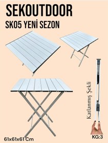 Resim Sekoutdoor Sk05 Alüminyum Katlanır Kamp Masası Gümüş 