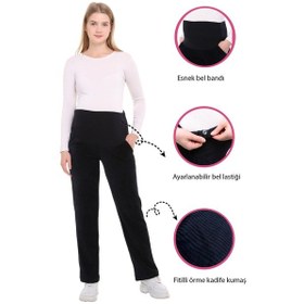 Resim Luvmabelly Myra8511 Beli Ayarlanabilir Kışlık Kadife Hamile Pantolonu -lacivert-lacivert 