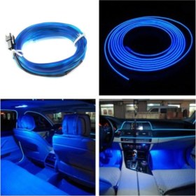 Resim Karva Araç Araba Içi Torpido Şerit Ledi Renkli Ip Neon Ip LED 2 Metre Mavi (Orjinal) 