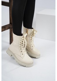 Resim Hakiki Deri Bej Kadın Postal Bot 212127201 001 