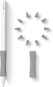 Resim ELETIUO Apple Pencil 2. Nesil için 2'li Paket iPencil Tutacağı Silikon Kılıf Kapak, 10 Uçlu Kapak Ucu Koruyucu Aksesuar Seti, iPad Pro 11 12,9 inç ile Uyumlu, Gri 