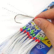 Resim 1 Paket (10 Adet) Önceden Bağlı Sabiki Balıkçılık Kanca - Ağır Hizmet Tipi Tuzlu Su Hattı, Keskin Karbon Çelik Kancalar (2/0, 3/0, 4/0) - Uskumru, Ringa, Kalamar, Levrek için Hazır Takımlar - Sahil, Trolling, Jigging için İdeal - Tuzlu Su Balıkçıları, Babalar Günü, Noel Hediyeleri, Kafes Yapısı 