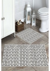 Resim Gri Kaymaz Taban Tuğla Banyo Paspas C-2027 çok renkli 