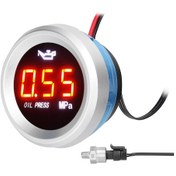 Resim Teltree 52mm Abs+metal Otomobil Yağ Basıncı Göstergesi, Lcd Ekranlı, 0-1.0mpa Aralığı, 9-35v, Alarm Özelliği 