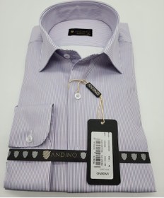 Resim Regularfit Çizgili Erkek Gömlek Likralı Esnek Kumaş 042069 Lila 