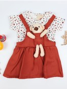 Resim Your Happy House 2'li Ayıcık Figürlü Askılı Elbise Kız Bebek Takımı 6-18 Ay 
