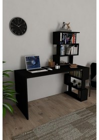 Resim Moonlife Okyanus Kitaplıklı Çalışma Masası Siyah 