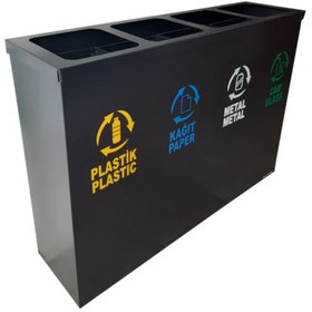 Resim Galvatek Metal 4'lü Geri Dönüşüm Sıfır Atık Kutusu (Kovalı) 