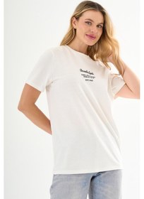 Resim Alexandergardı Önü Baskılı Bisiklet Yaka T-shirt Beyaz 