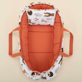Resim Babynest ve Yastık - Çift Taraflı - Turuncu Petek - Orman 
