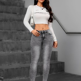 Resim 1 Adet Kadınlar İçin Şık Yüksek Esneklikte Kot Pantolon, %69.0 Polyester %26.0 %3.0 Viskon %2.0 Elastan, Her Mevsim Kullanılabilir Yıkanmış Düz Renk Rahat Pantolon, Konforlu Kot|Şık Günlük Kot Pantolon|Güzel Kesim Kot 