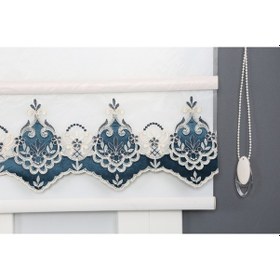 Resim Blind-x Petrol Çift Mekanizmalı Kadife Yasemin Nakışlı Tül Stor Perde Dayanıklı Alüminyum Kasa 