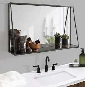 Resim Metal Dekoratif Banyo Ve Lavabo Aynısı Siyah 