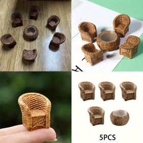 Resim 5 adet Zen Minyatür Seti - Ev Dekoru, Terraryum, DIY için Bambu Reçine Mobilya | Asya İlhamlı El Sanatları Koleksiyonu ve Masa Süsleri, Küçük Oda Mobilyaları 