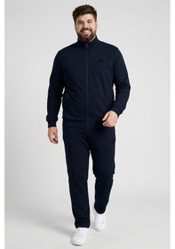 Resim Tommy Life Lacivert Dik Yaka Battal Büyük Beden Erkek Eşofman Takım - 85176 