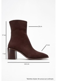 Resim Luvishoes Sıena Kahverengi Süet Kadın Kalın Topuklu Bot Kahverengi 