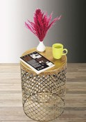 Resim MG HOME Tasarım Metal Sehpa 35 Cm (yan Sehpa,orta Sehpa) Siyah Sarı Eskitme 