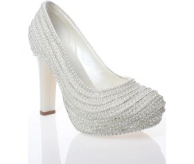 Resim Çnr&Dvs Sedef İnci Taş Işlemeli Gelin Ayakkabı 2001CNR 